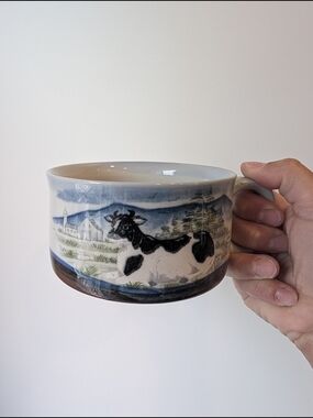 Vintage Otagiri Handcrafted Soup Mug – Cow Farm Scene (Japan)